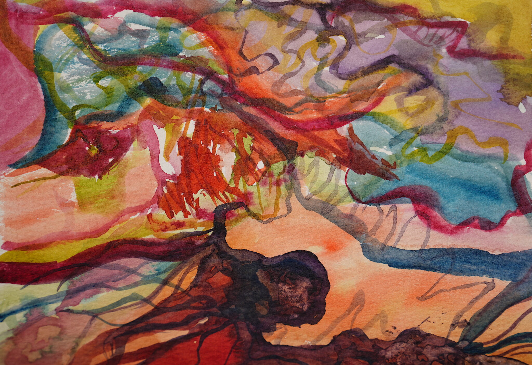 Atmospheric Root, watercolor on paper, 5" x 8", 2025