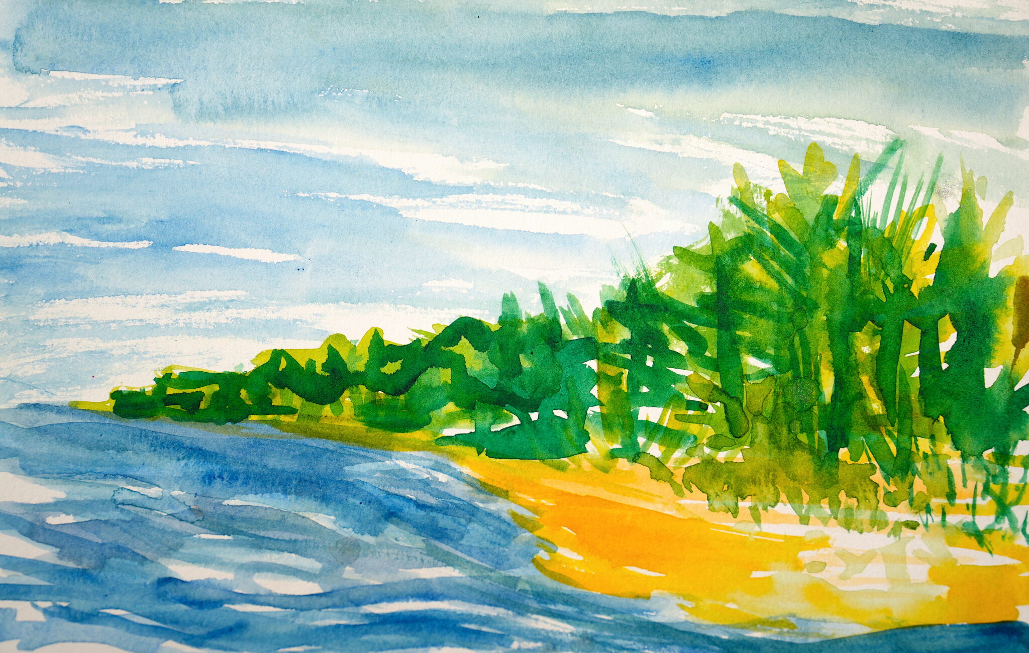 Lake Michigan, watercolor on paper, 5" x 8", 2025