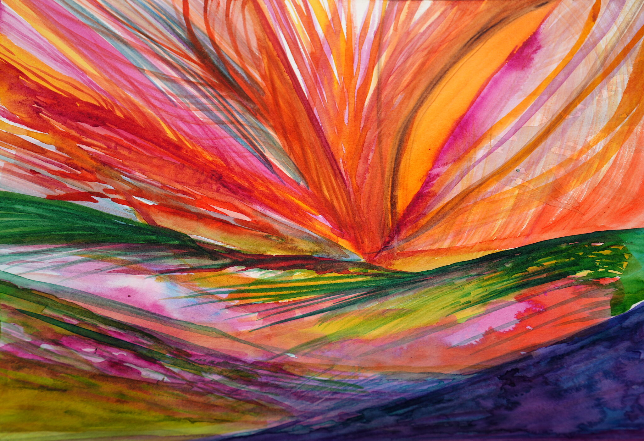 First Light, watercolor on paper, 8" x 12", 2025