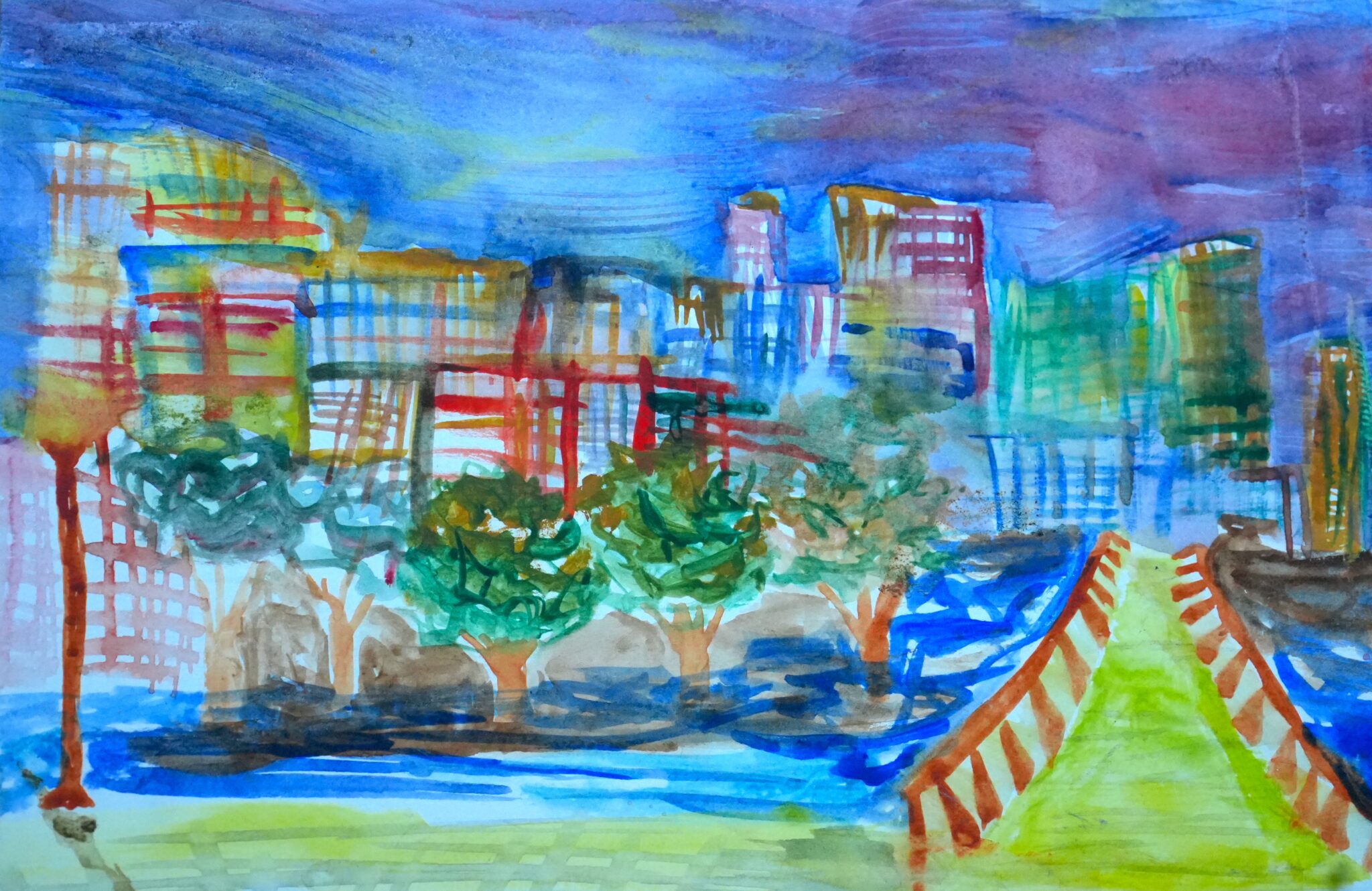 NYC Parks and Pier Views, watercolor on paper, 6" x 8", 2025