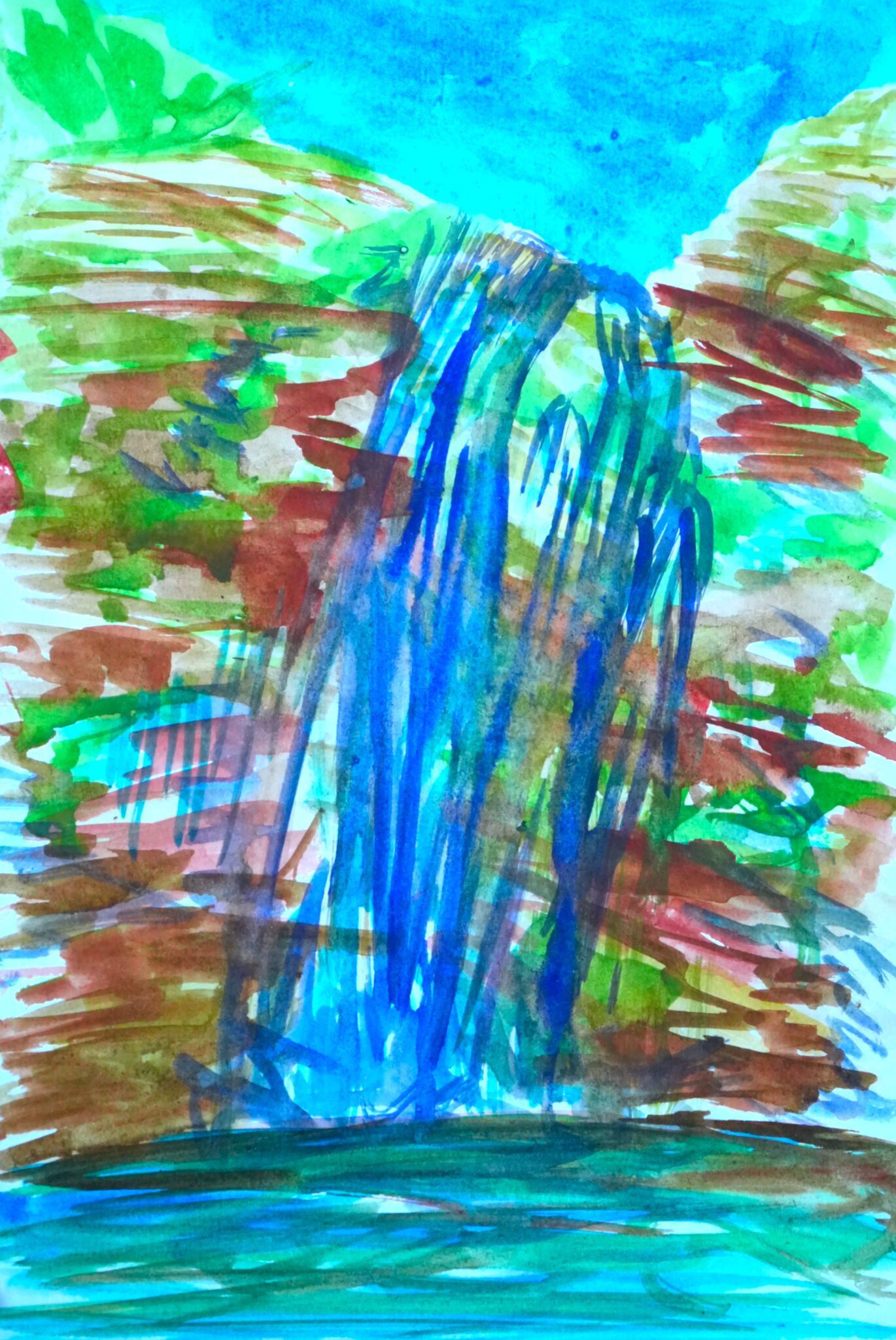 Kaaterskill Falls, watercolor on paper 5" x 8", 2025