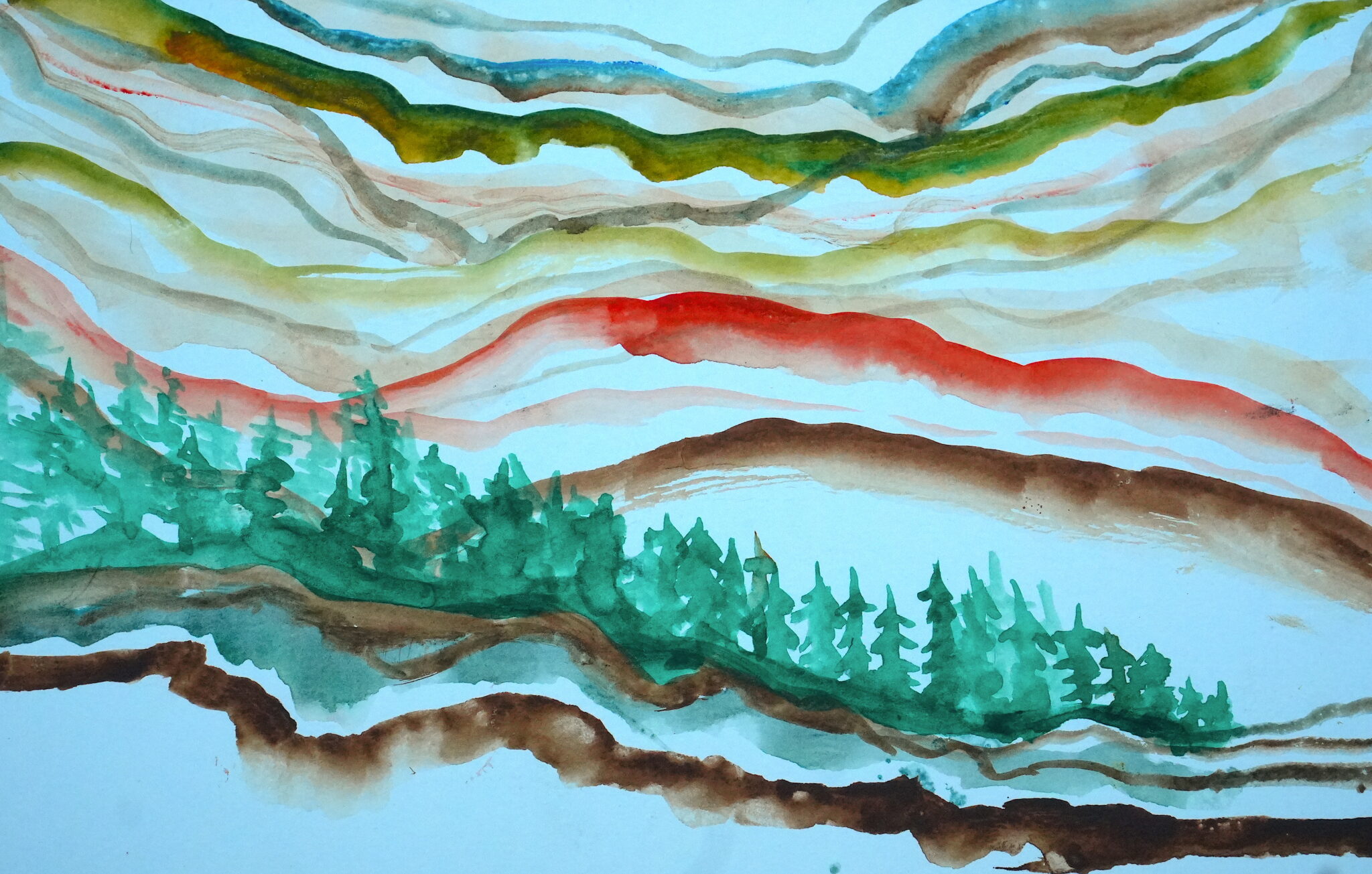 Strata, watercolor on paper, 5" x 8", 2025