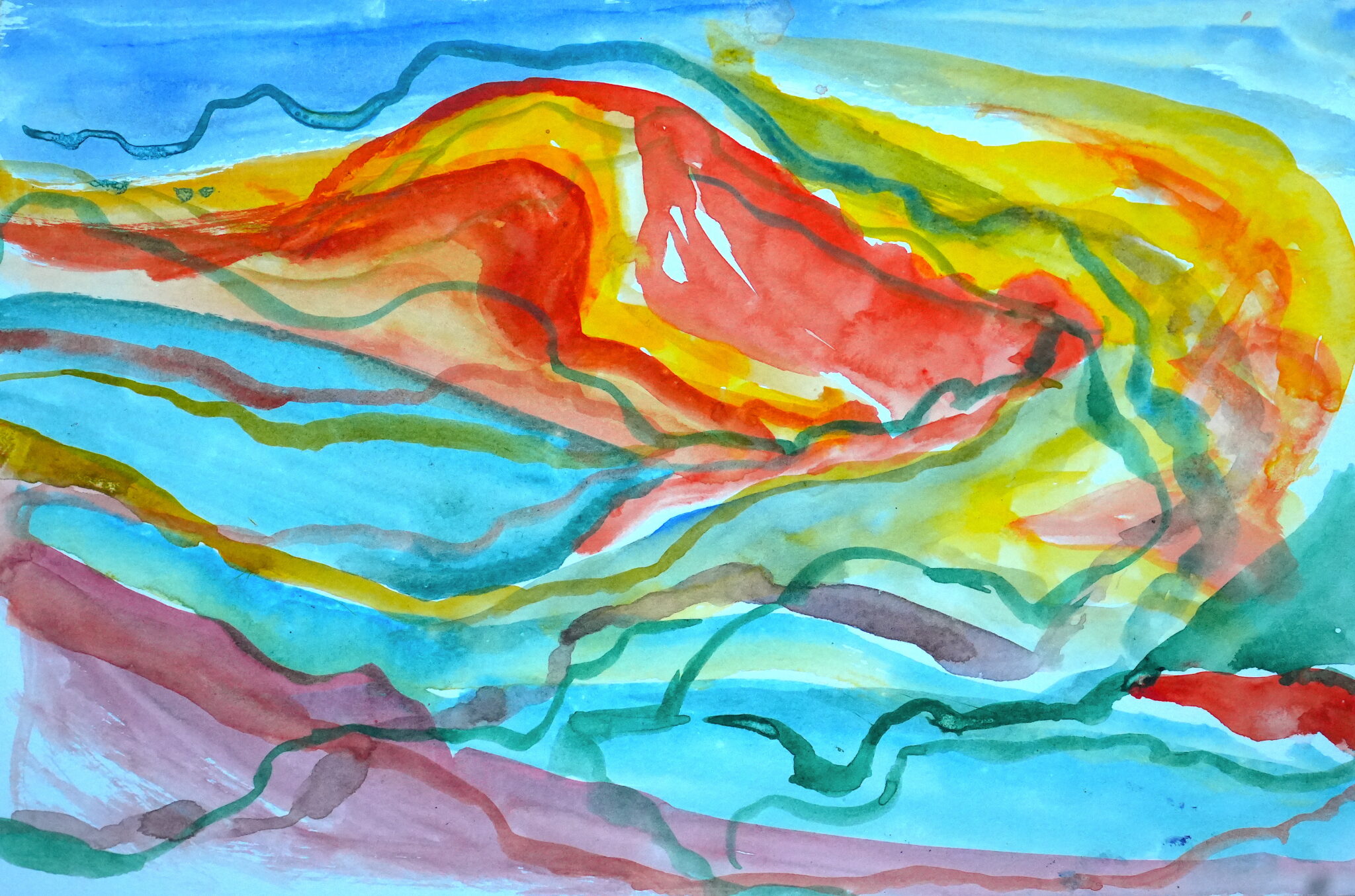 Swept into the Cosmos, watercolor on paper, 8" x 12", 2025