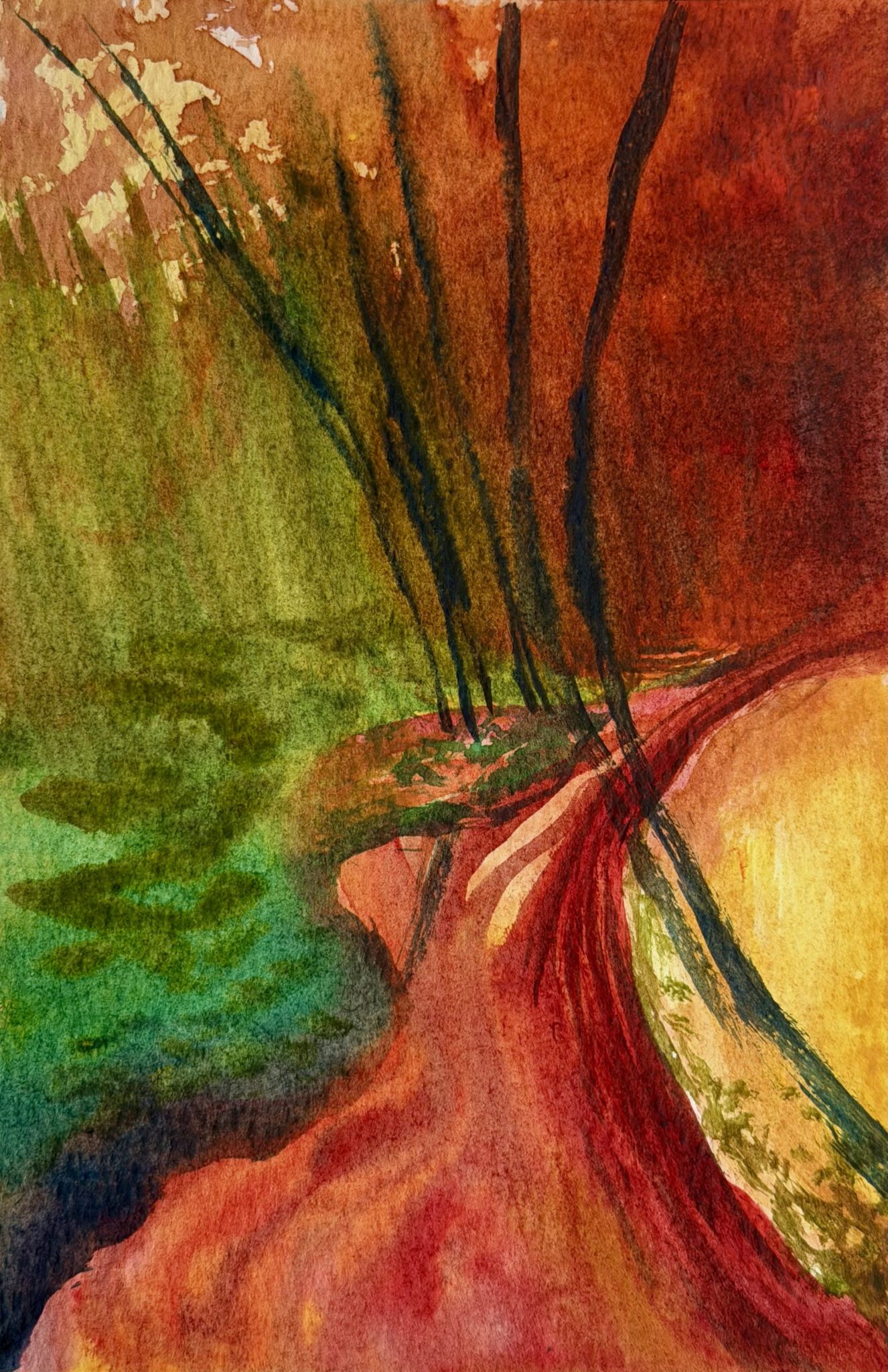 To At Once Wander and Remain Still, watercolor on paper, 5" x 7", 2026