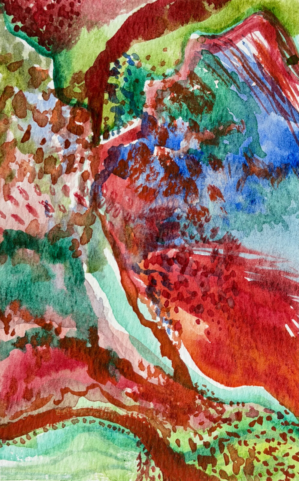 Diastolic, watercolor on paper, 5" x 7", 2026