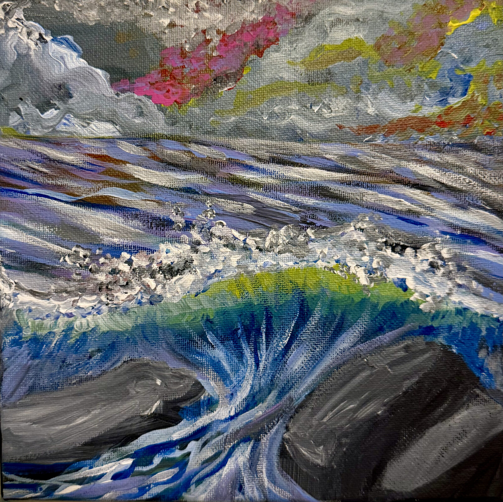 New Beginning, acrylic on canvas, 7" x 7", 2026.