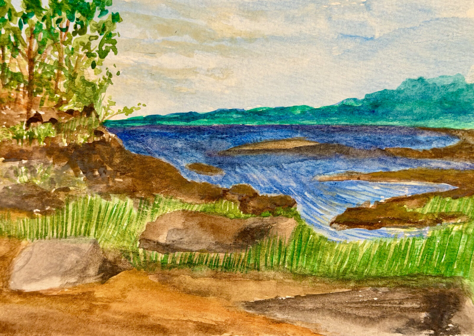 Two Trees Island, New York, watercolor on paper, 5" x 7", 2026.
