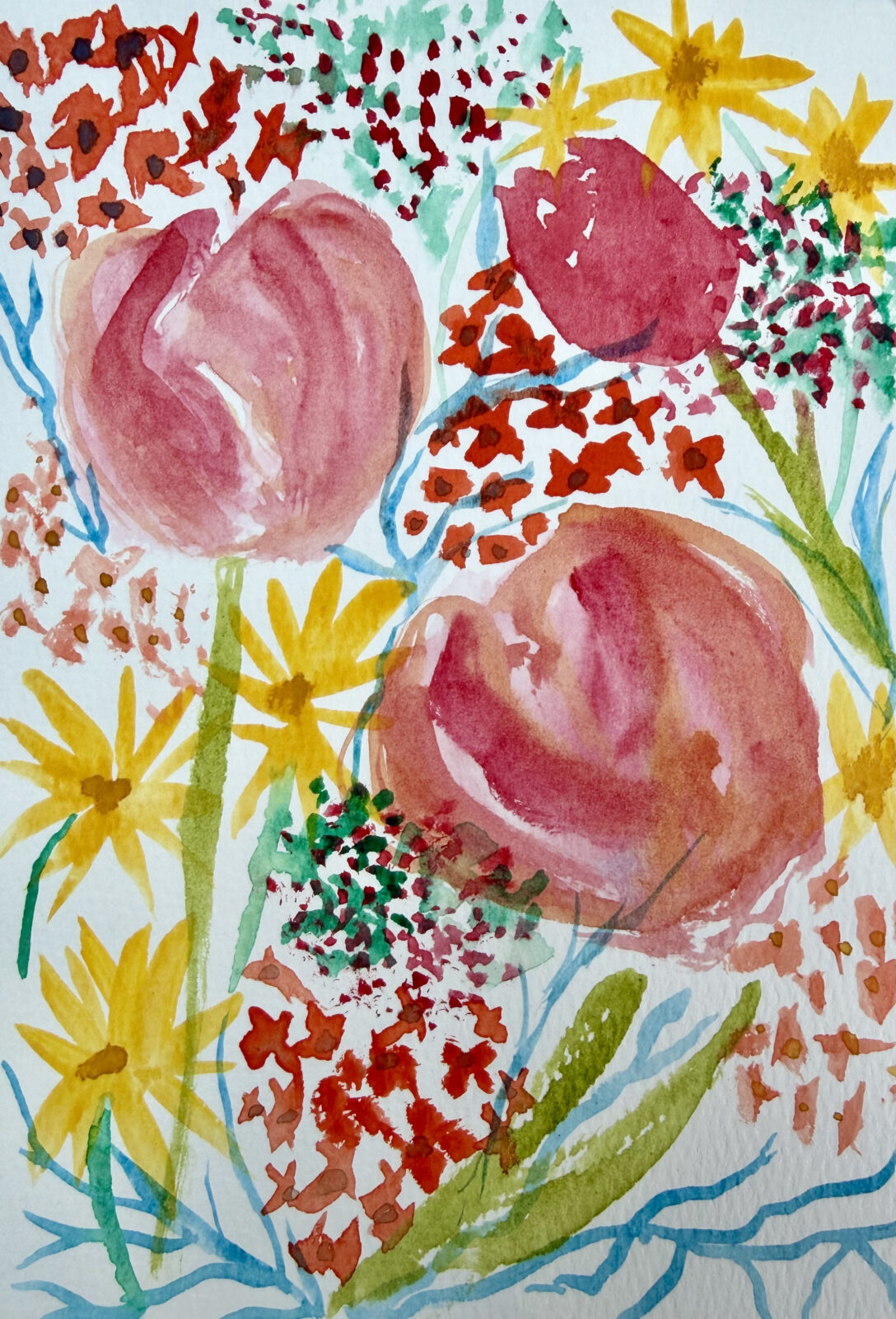 Summer Floral, watercolor on canvas, 2026