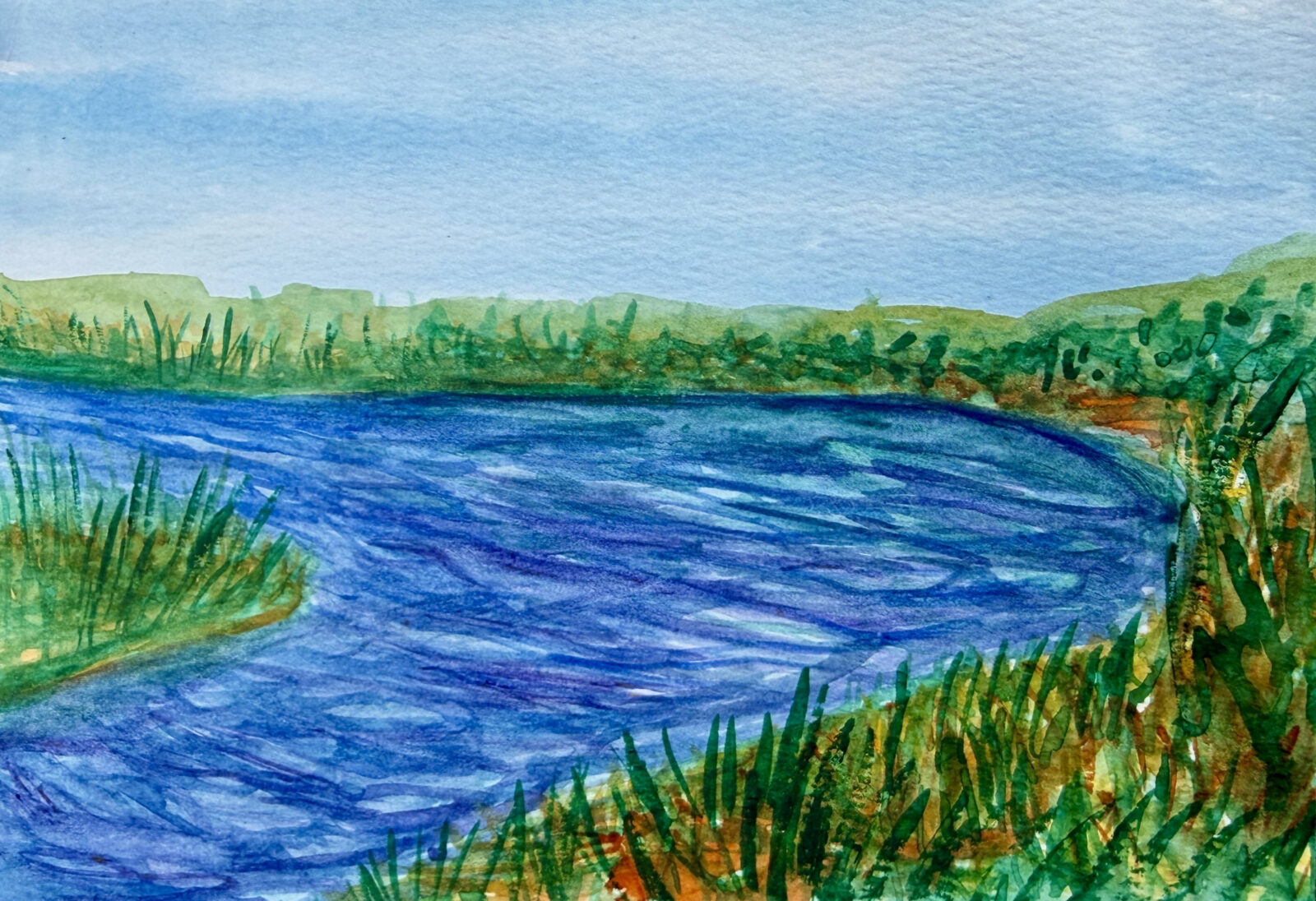 Freshwater, watercolor on canvas, 5" x 7", 2026