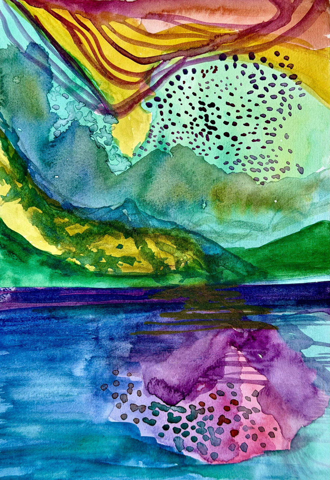 Mount Etna, watercolor on paper, 6" x 8", 2026