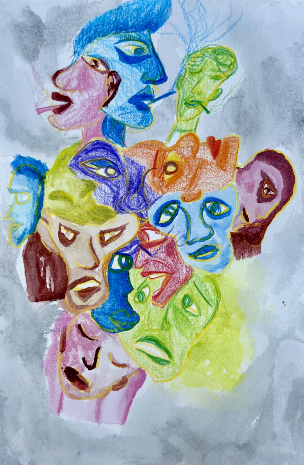 Of the Day, mixed media on paper, 5" x 7", 2026