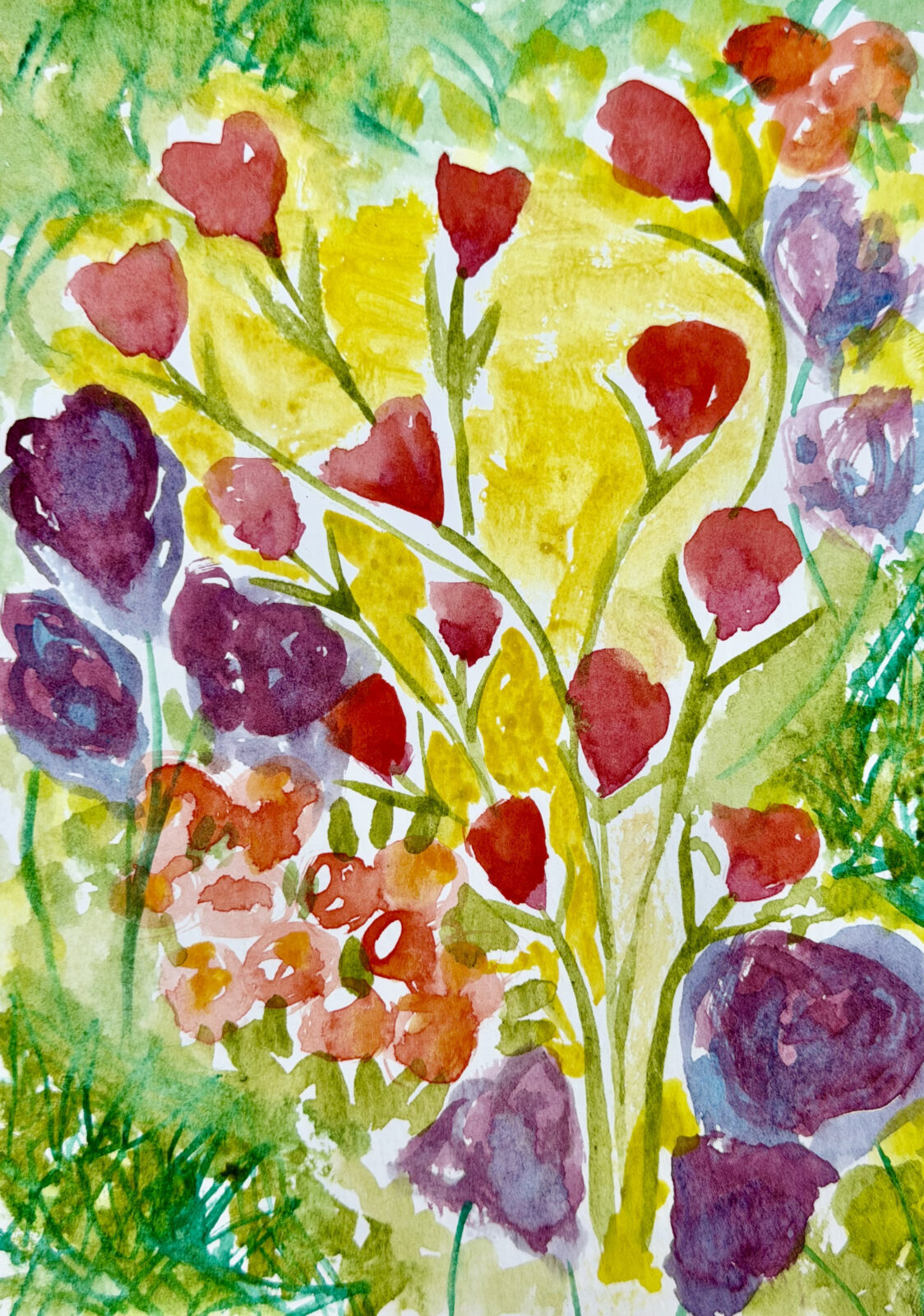 Summer Floral II, watercolor on canvas, 5" x 7", 2026
