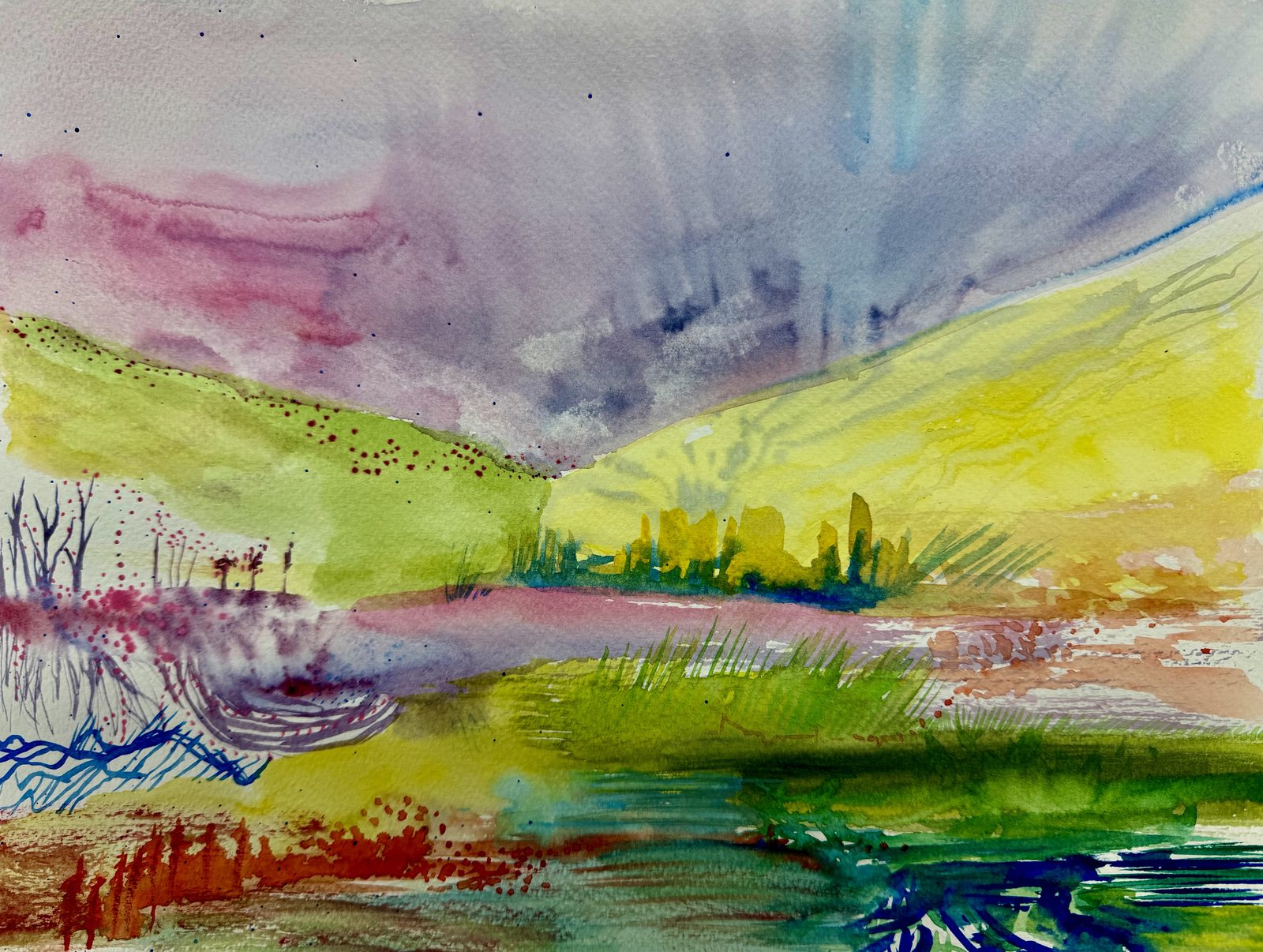In A Faraway Sense, watercolor on canvas, 8"x10", 2026.