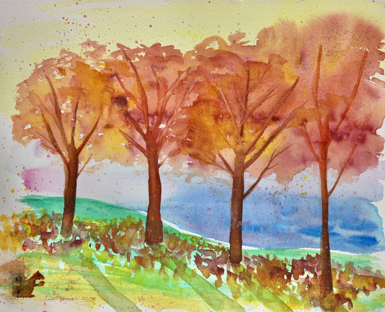 Auburn Reprieve, watercolor on paper, 12"x16", 2026.