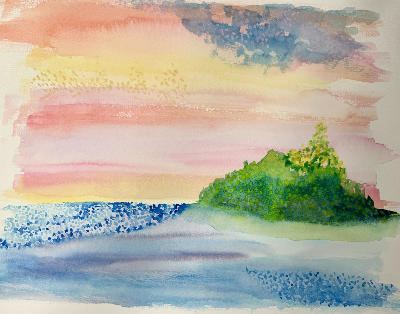 iScattered Light, watercolor on paper, 12"x16," 2026.